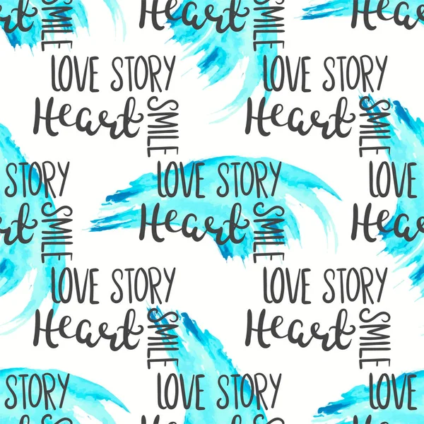 Romantic quote seamless pattern. Love text print for valentine day. Hand lettering typography design