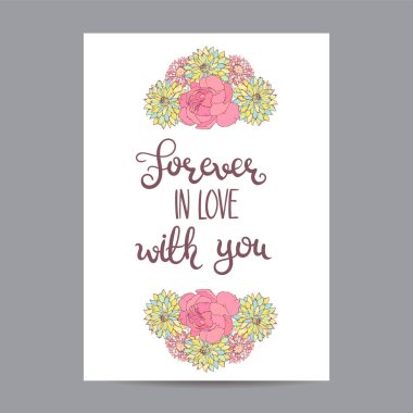 Sevgililer günü kartı gül ve Aster.
