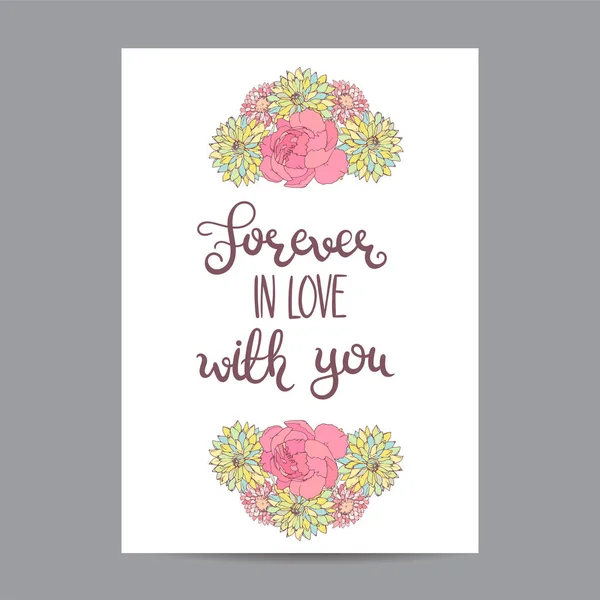 Carte Saint Valentin avec Roses et Aster . — Image vectorielle