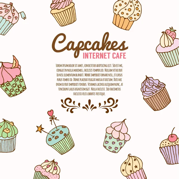 Cupcake illusztráció. Pékség háttér. — Stock Vector