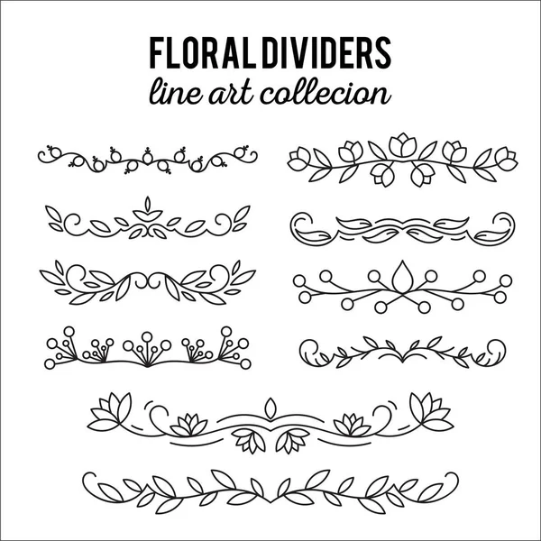 Flourishes. Dividers set. Line style decoration. Ornamental decorative elements. Vector ornate elements design. — Stock Vector