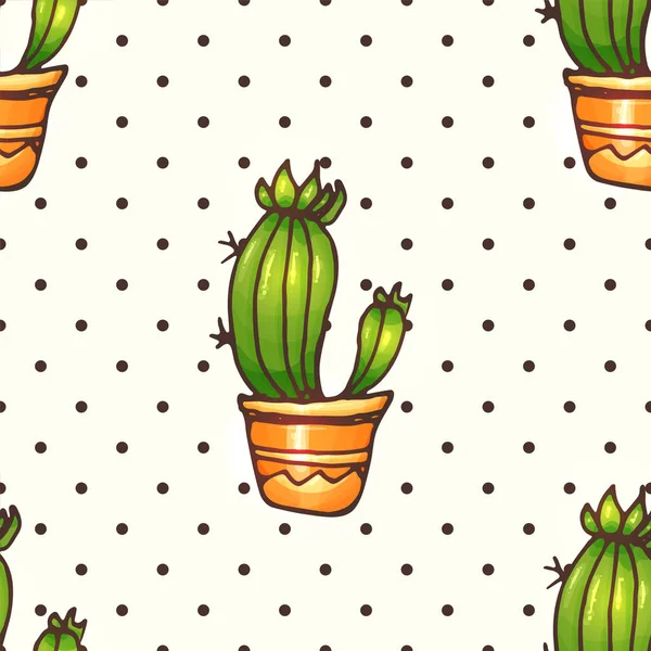 Kaktüs ve succulents seamless modeli woth lekeli illüstrasyon