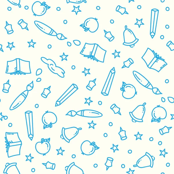 Desen ince çizgi simgeler okul malzemeleri ile okula geri. Eğitim arka plan. Doğrusal simgesi sanat tarzı çalışma öğeleri.