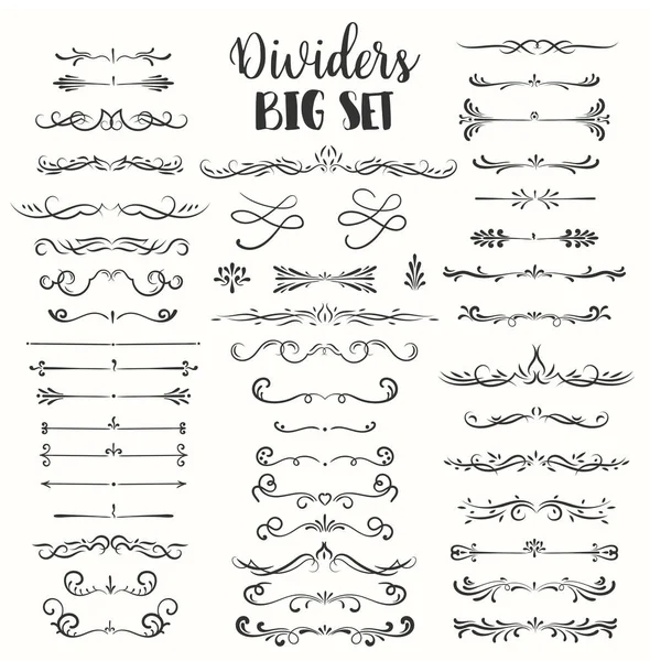 Decorative flourishes. Hand drawn dividers. Vector swirls and decorations Ornate elements — Stock Vector