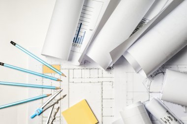 İşyeri mimar - rulo ve planları.
