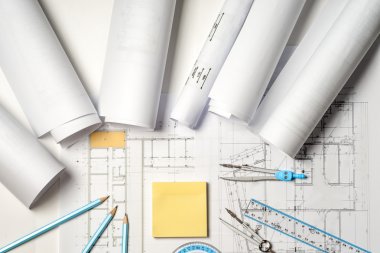 İşyeri mimar - rulo ve planları.