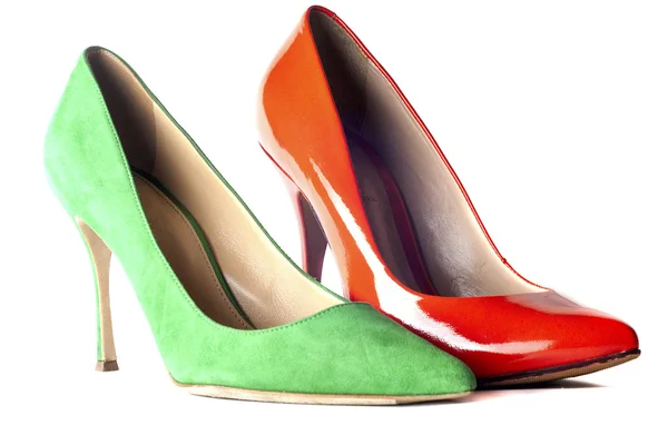 Bright, multicolored female shoes on high heels — Stock Photo, Image