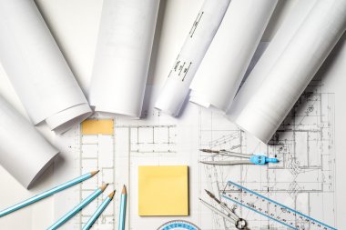 İşyeri mimar - rulo ve planları.