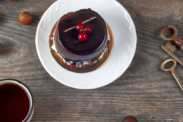 Thé festif. Joyeux gâteau de Noël — Photo