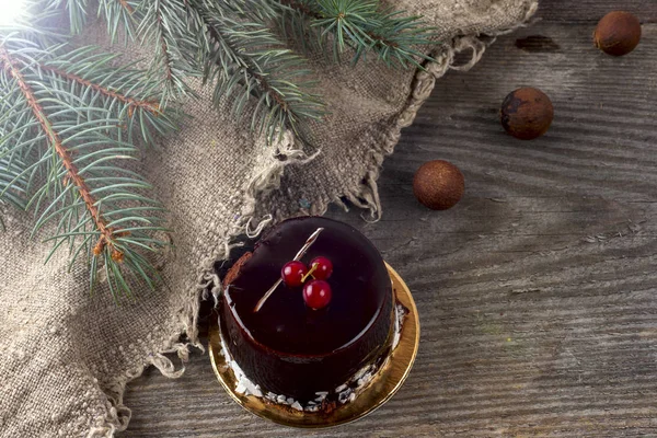 Thé festif. Joyeux gâteau de Noël — Photo