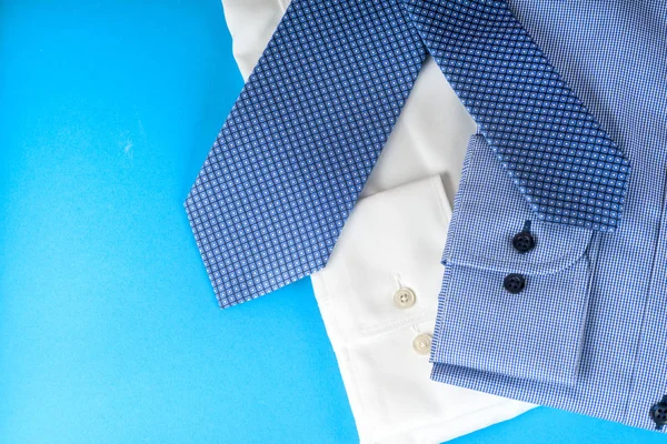 Stack of blue and white shirt closeup — Stock Photo, Image