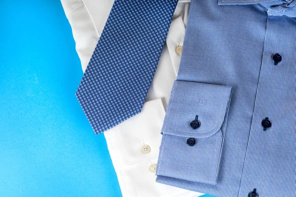 Stack of blue and white shirt closeup — Stock Photo, Image