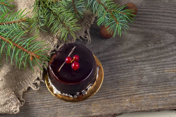 お祝いお茶会。幸せなクリスマス ケーキ — ストック写真