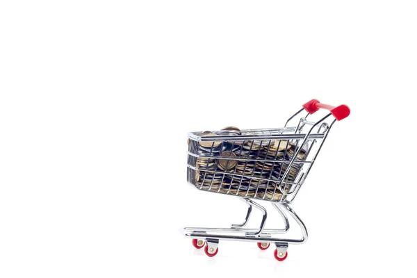 Finance Conceptual,Coins in shopping trolley — Stock Photo, Image