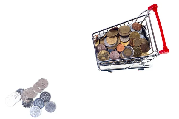 Finance Conceptual,Coins in shopping trolley — Stock Photo, Image