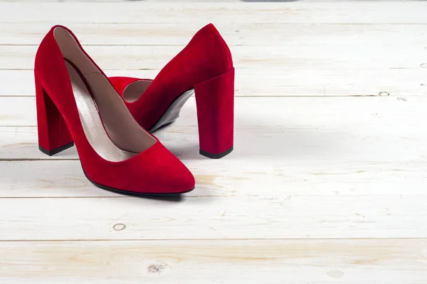 Red female shoes on high heels