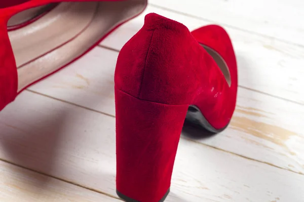 Red female shoes on high heels