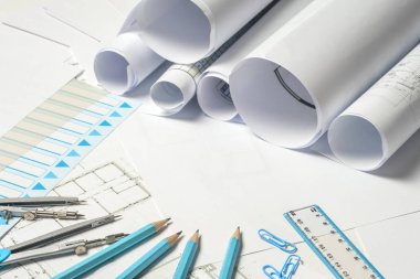 İşyeri mimar - rulo ve planları.