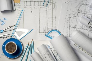 İşyeri mimar - rulo ve planları.