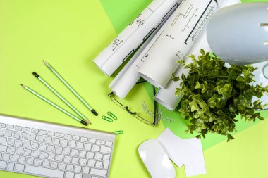 İşyeri mimar - rulo ve planları.