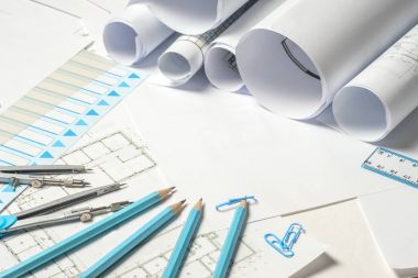 İşyeri mimar - rulo ve planları.
