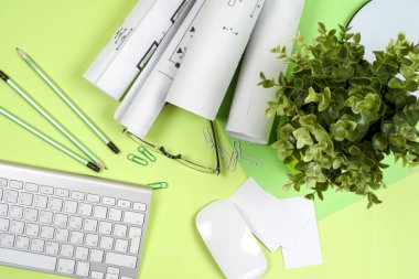 İşyeri mimar - rulo ve planları.