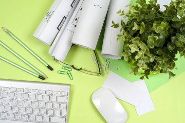 İşyeri mimar - rulo ve planları.