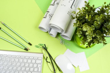 İşyeri mimar - rulo ve planları.