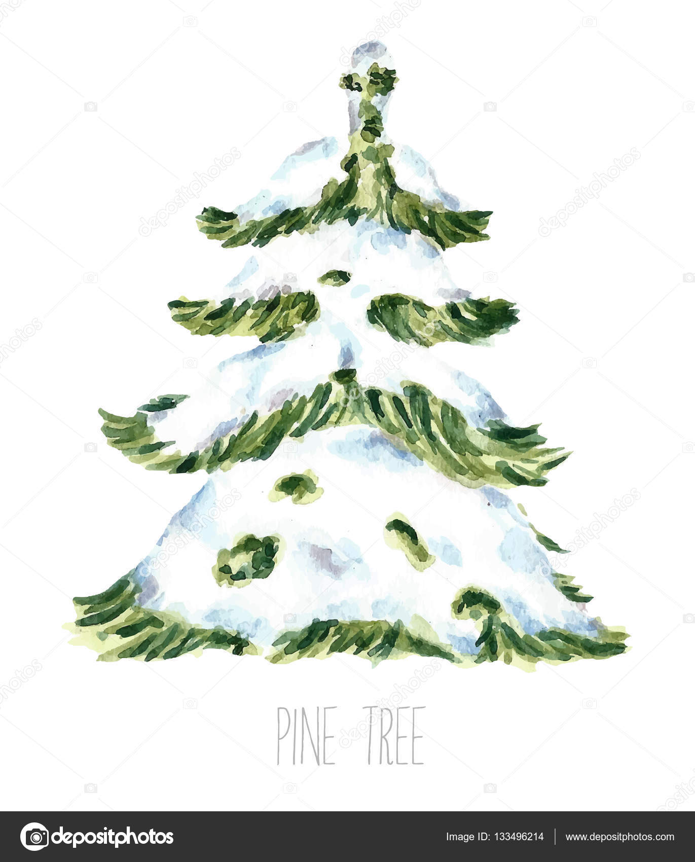 Download Watercolor snow christmas tree. — Stock Vector © Vikeriya #133496214