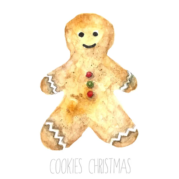 Watercolor gingerbread man. — Stock Vector