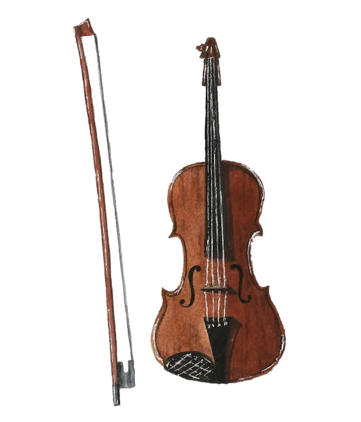 Скрипка вид спереди изолирован на белом — стоковый вектор