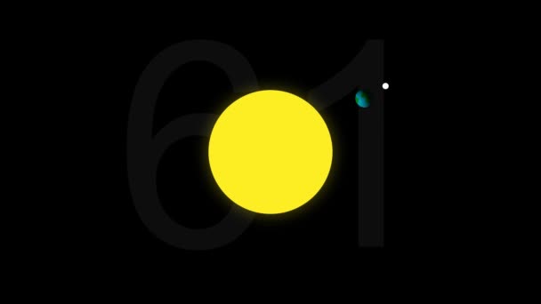 Księżyc Obróć wokół ziemi na orbicie wokół Słońca dla pełnego roku cyklu — Wideo stockowe
