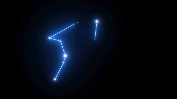Zodiaku Wodnik gwiazda konstelacji tworzących w świecące światła — Wideo stockowe