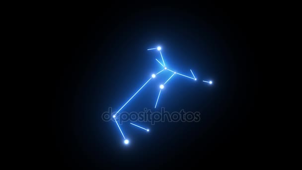 Constelación de la estrella del zodiaco Sagittarius que se forma en luz brillante — Vídeos de Stock