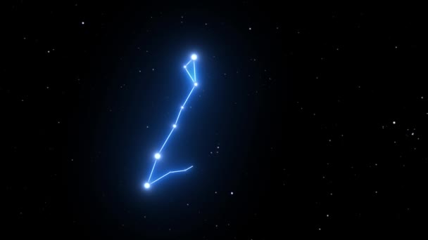 Constelación de Piscis en un hermoso fondo nocturno estrellado — Vídeos de Stock