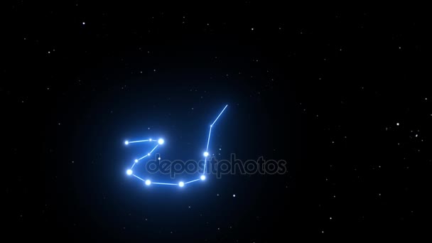 Escorpio constelación en una hermosa noche estrellada fondo — Vídeo de stock
