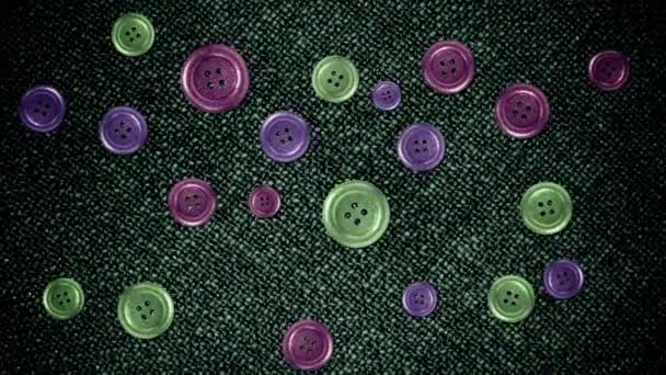 Colorful Buttons Moving on a Cloth in Stop Motion Style in Seamless Loop — Stock Video