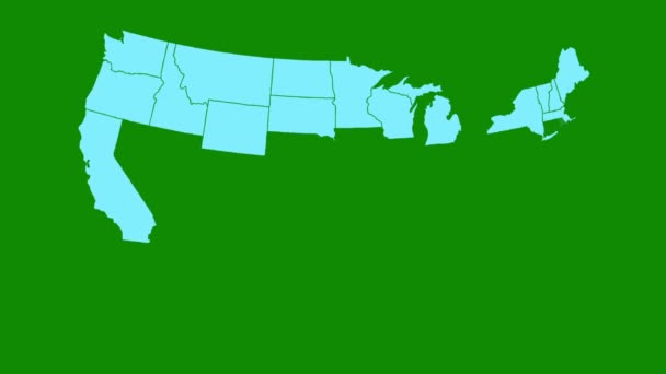 EUA Todos os Estados que aparecem com iniciais em um fundo de tela verde — Vídeo de Stock