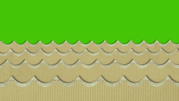 Onde marittime di texture teatrale in cartone che si muovono su uno sfondo schermo verde — Video Stock