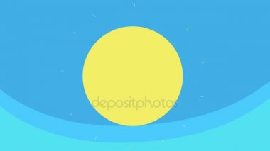 Büyük güneş kadar mavi gökyüzünde çizgi film
