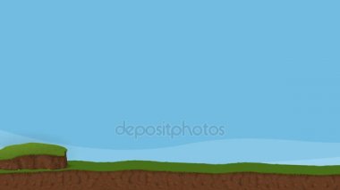 Animasyon çizgi film yeşil çimen ile çarpmak