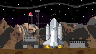 Uzay Mekiği fırlatma bir uzay istasyonu geceleri başlatılması