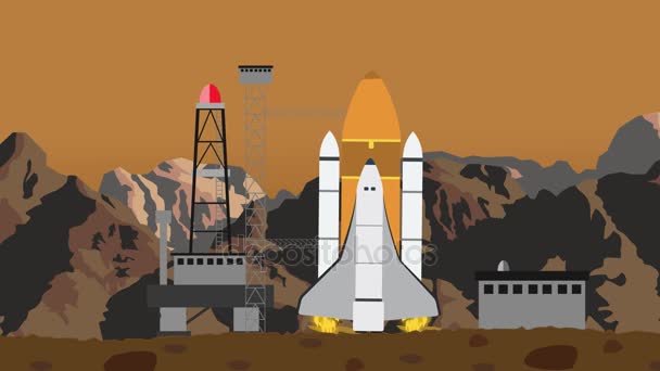 Kosmická loď Vypuštění rakety z kosmu, spuštění stanice — Stock video