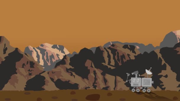 Space Rover Raccogliere dati su Marte durante il giorno — Video Stock