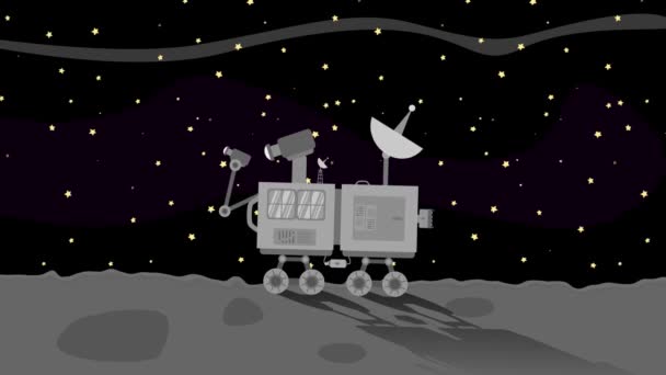 Space Rover Collecting Data on The Moon in Space — Stock Video