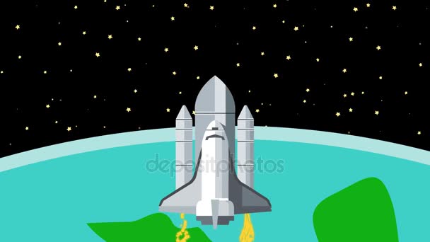 Space Shuttle Leaving Earth into Outer Space — Stock Video