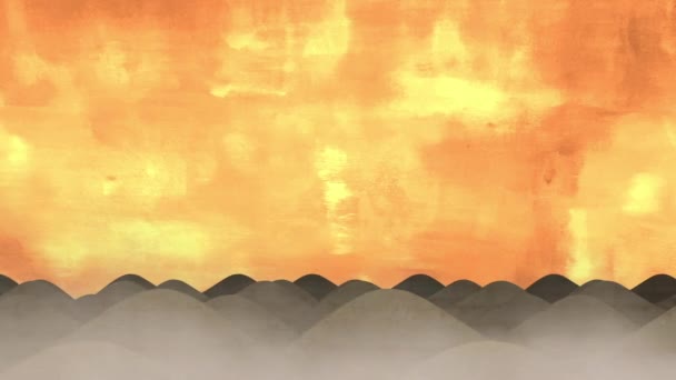 Мультфильм о пустынной дюне во время песчаной бури — стоковое видео