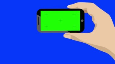 Vektör el yatay yeşil ekranlı akıllı telefon tutarak