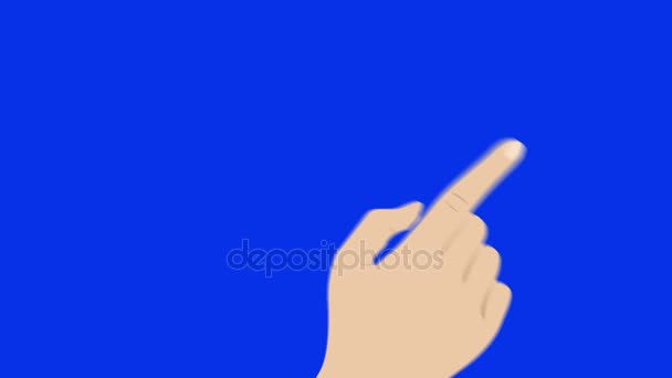 Сенсорный экран с векторным пальцем на голубом фоне — стоковое видео