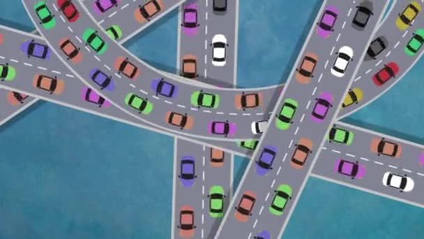Prise de vue supérieure sur une intersection occupée dans le trafic lourd 